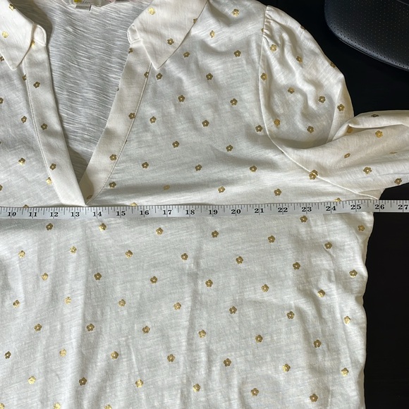 Boden Ivory Gold Metallic Flowers Long Sleeve Cotton Shirt Size 20/22 - Picture 11 of 11